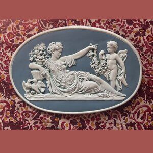Antique Wedgwood Style Japserware Relief Plaque Greek / Roman